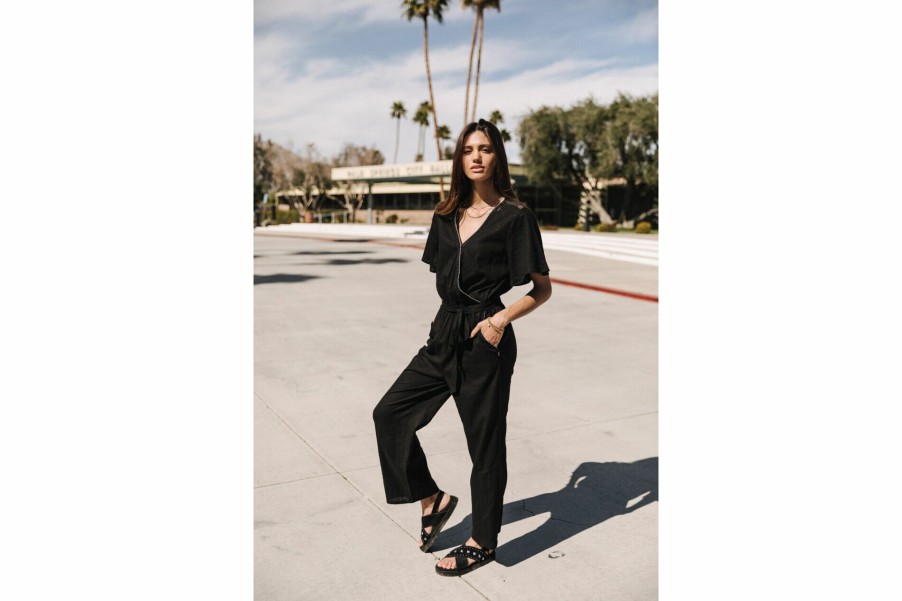 Jumpsuits & Overalls | Freeman T Porter Lisanne Plain Color Relaxed-Fit Jumpsuit Woman, Black