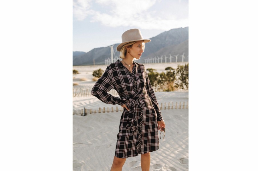 Dresses & Skirts | Freeman T Porter Relly Plaid Mid-Length Shirt Dress Woman, Black