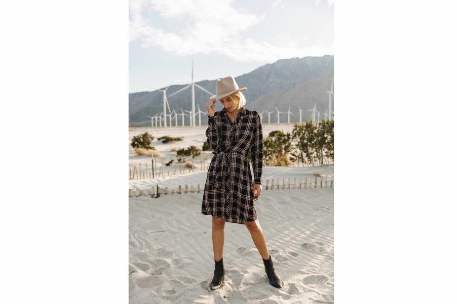 Dresses & Skirts | Freeman T Porter Relly Plaid Mid-Length Shirt Dress Woman, Black