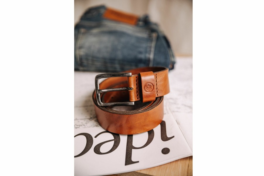 Belts | Freeman T Porter Agust Leather Belt Man, Cognac