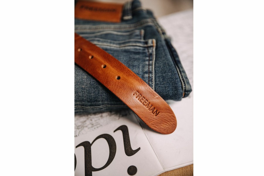 Belts | Freeman T Porter Agust Leather Belt Man, Cognac