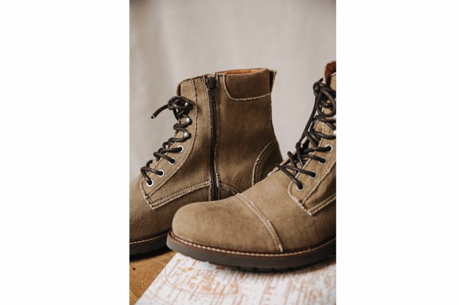 Boots & Sneakers | Freeman T Porter Bramy Canvas Leather Boots Man, Tobacco Brown