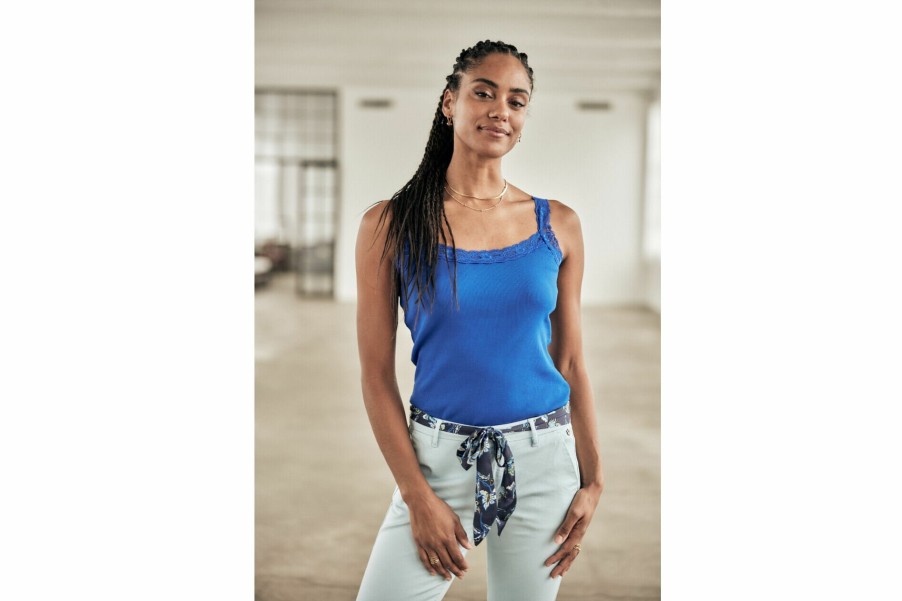 T-Shirts | Freeman T Porter Dansy Rib Slim Tank Top Woman, Princess Blue