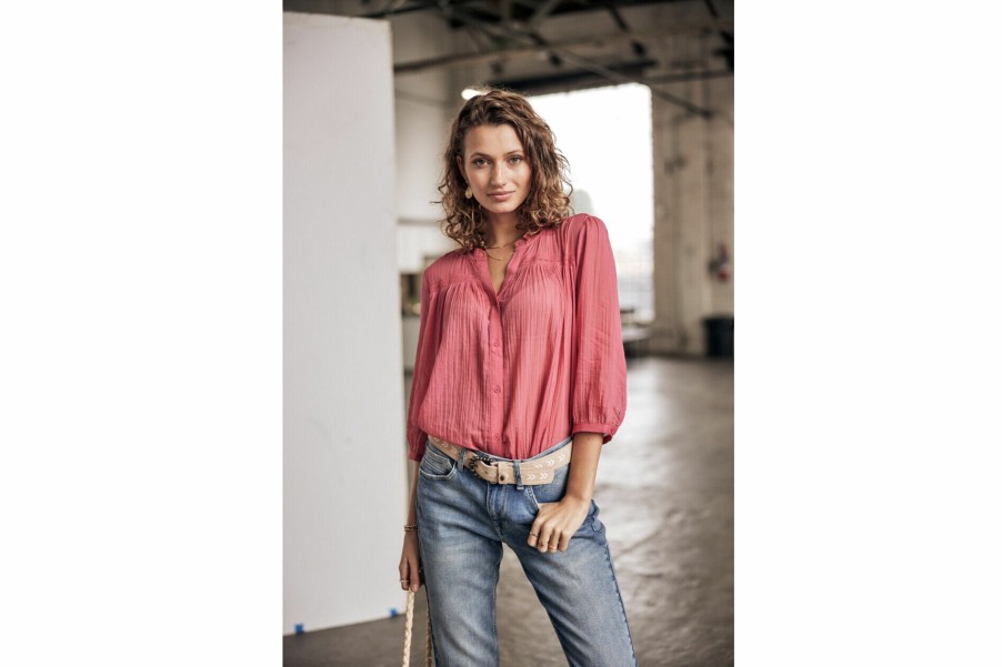 Tops & Shirts | Freeman T Porter Brune Plain Color Flared Blouse Woman, Holly Berry