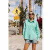 Tops & Shirts | Freeman T Porter Chella Plain Color Cotton Shirt Pocket Woman, Billiard