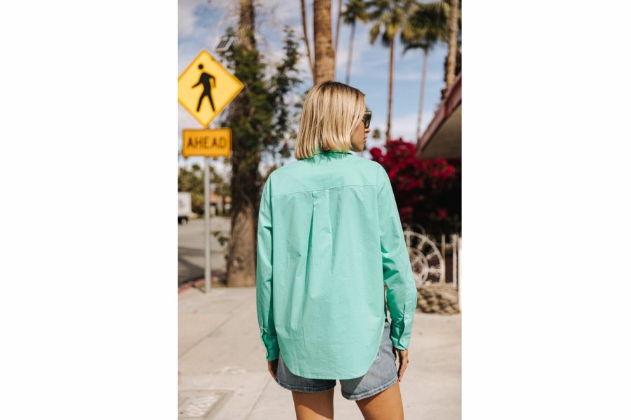 Tops & Shirts | Freeman T Porter Chella Plain Color Cotton Shirt Pocket Woman, Billiard