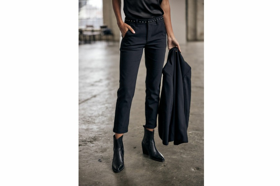 Colored Pants | Freeman T Porter Claudia Polyneo Cropped Pants Woman, Black