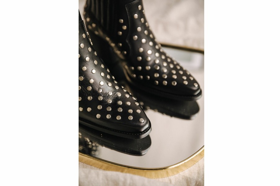 Shoes | Freeman T Porter Teresa Studs Leather Boots Woman, Black