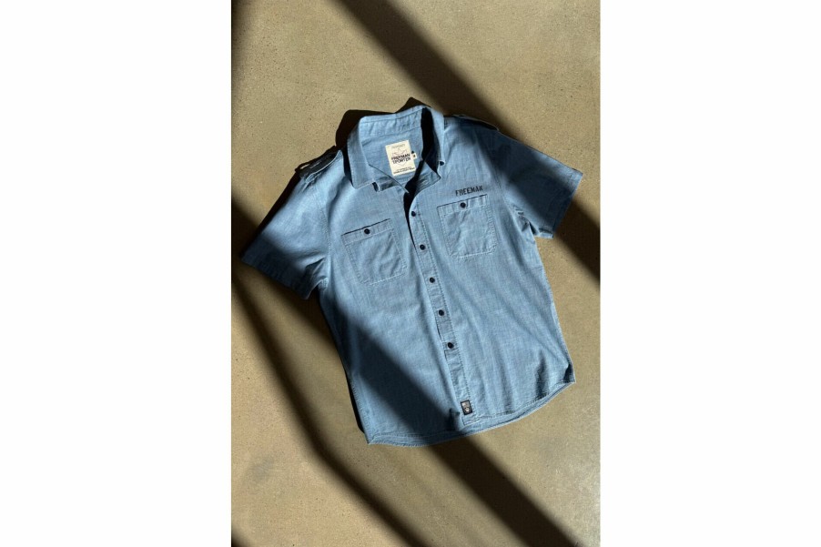 Shirts | Freeman T Porter Glenn Denim Long Sleeve Shirt Man, Shoal Stone