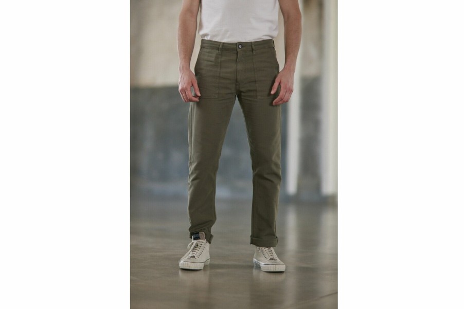 Canvas Pants | Freeman T Porter Bastian Utility Straight Pants Man, Dusty Olive