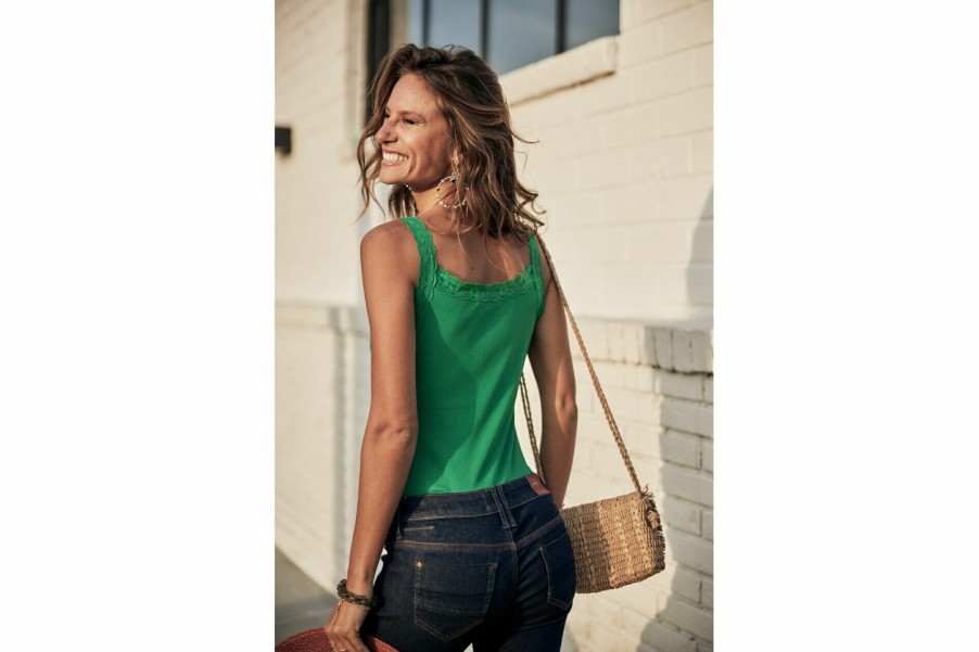 T-Shirts | Freeman T Porter Dansy Rib Slim Tank Top Woman, Jolly Green