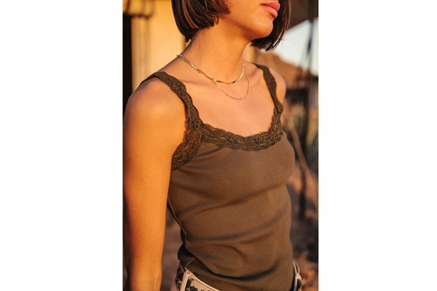 T-Shirts | Freeman T Porter Dansy Rib Slim Tank Top Woman, Loden Frost