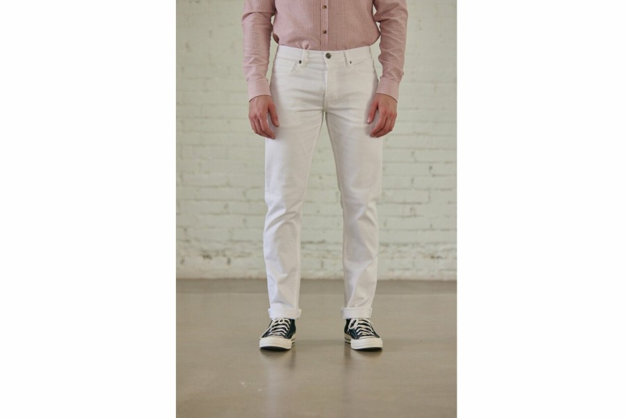 Canvas Pants | Freeman T Porter Jimmy California Straight-Fitting Jeans Man, Bright White