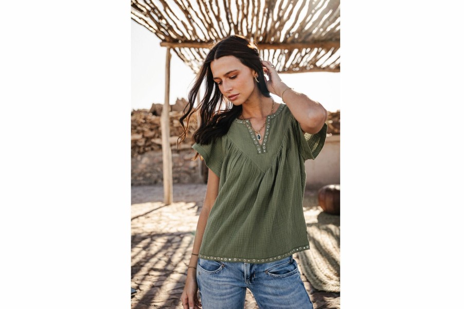 Tops & Shirts | Freeman T Porter Tillie Plain Color Loose Top Woman, Olivine