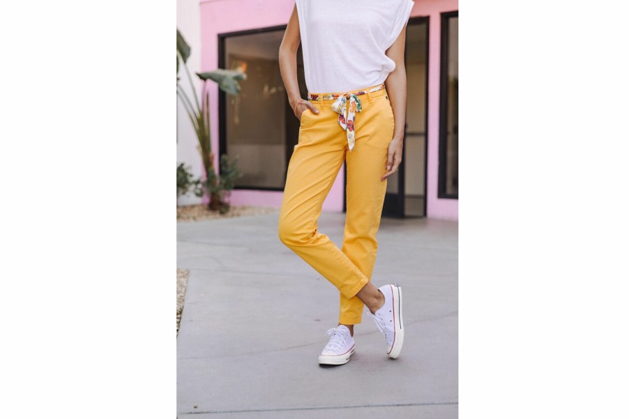 Colored Pants | Freeman T Porter Claudia Felicita Chino Pants Woman, Spectra Yellow