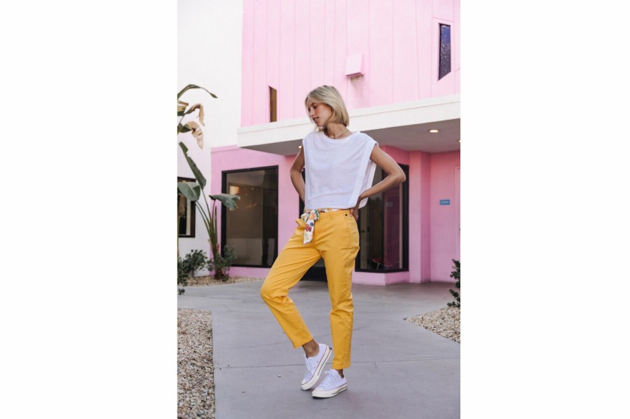 Colored Pants | Freeman T Porter Claudia Felicita Chino Pants Woman, Spectra Yellow