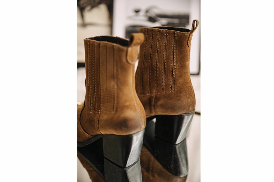 Shoes | Freeman T Porter Teresa Suede Leather Boots Woman, Tobacco Brown