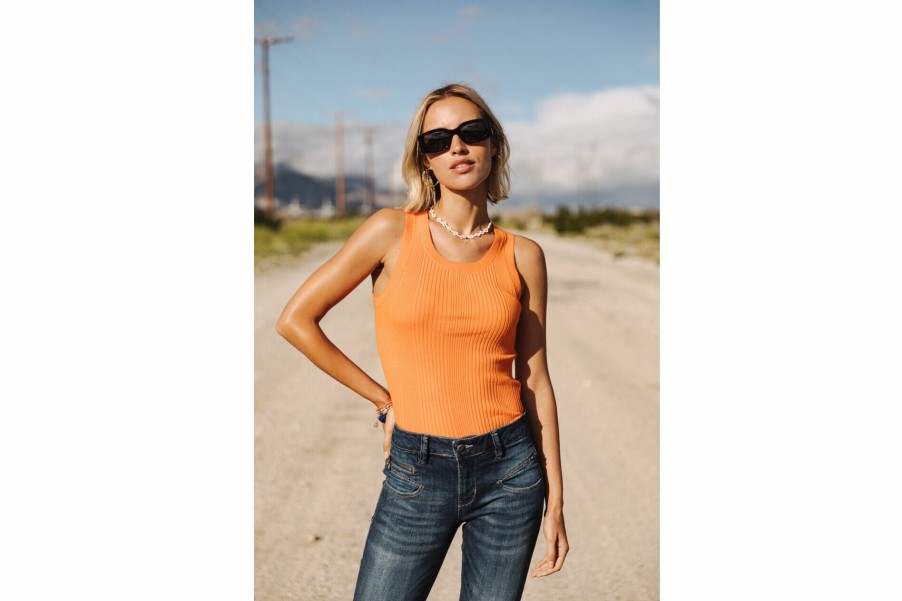 Knitwear | Freeman T Porter Dorothea Rib Tank Top Woman, Setting Sun