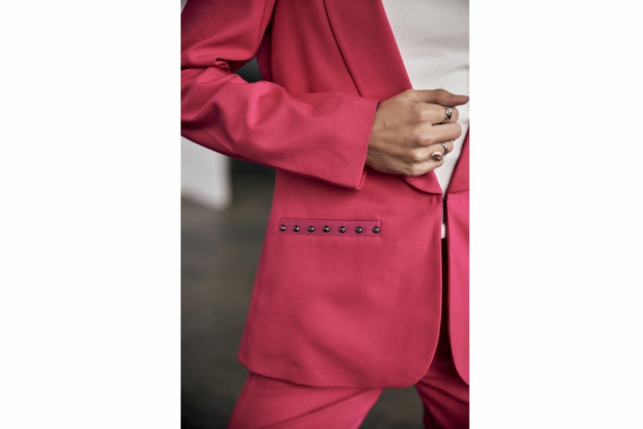 Jackets & Blazers | Freeman T Porter Stessy Polyneo Fitted Blazer Tuxedo Woman, Raspberry Sorbet