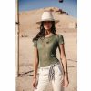 T-Shirts | Freeman T Porter Toranne Rib Slim T-Shirt Woman, Elm Green