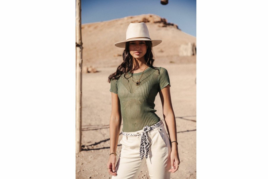 T-Shirts | Freeman T Porter Toranne Rib Slim T-Shirt Woman, Elm Green