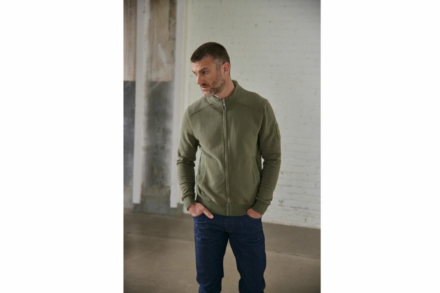 Knitwear & Sweatshirts | Freeman T Porter Sully Snug Zipped Sweater Man, Deep Lichen Green