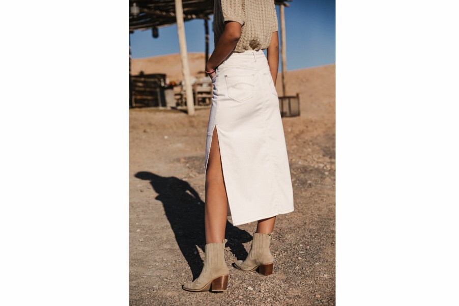 Dresses & Skirts | Freeman T Porter Carla Andalousia Long Denim Skirt Woman, Off White