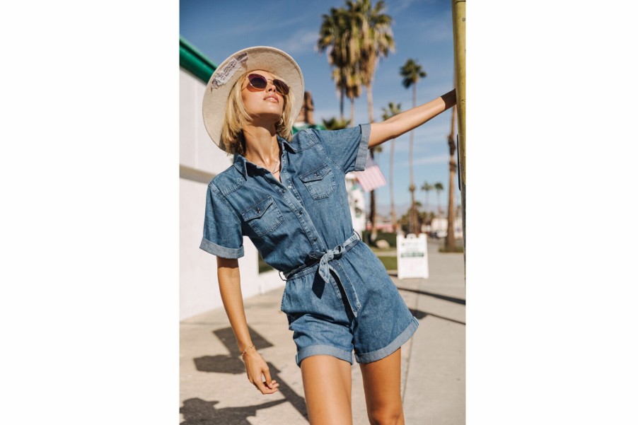 Jumpsuits & Overalls | Freeman T Porter Edna Denim Short Jumpsuit Woman, Manzana Med