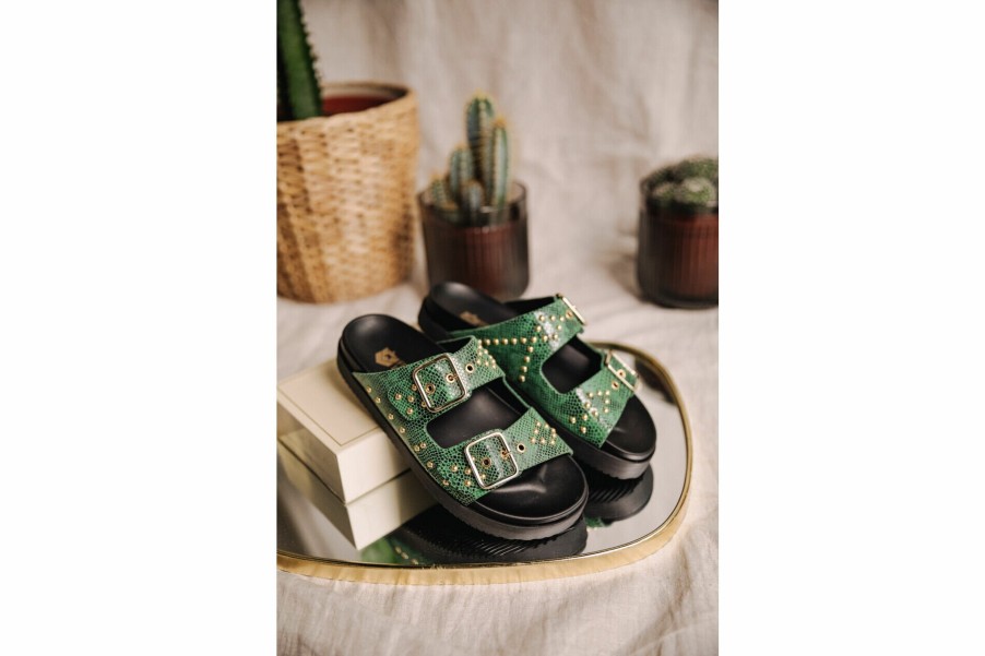 Shoes | Freeman T Porter Conny Leather Sandals Woman, Green