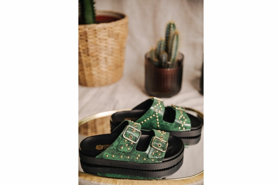 Shoes | Freeman T Porter Conny Leather Sandals Woman, Green