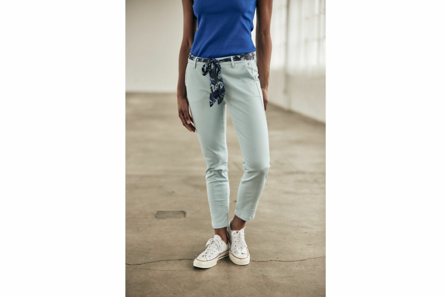 Colored Pants | Freeman T Porter Claudia Felicita Chino Pants Woman, Cool Blue