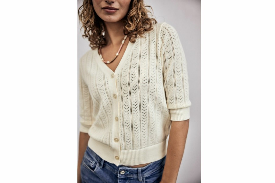 Knitwear | Freeman T Porter Galice Pointelle Short Cardigan Woman, Birch