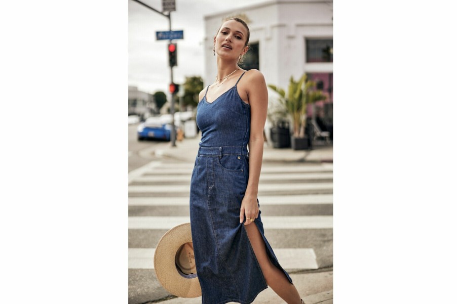 Dresses & Skirts | Freeman T Porter Jaina Denim Long Denim Dress Woman, Manzana Dark