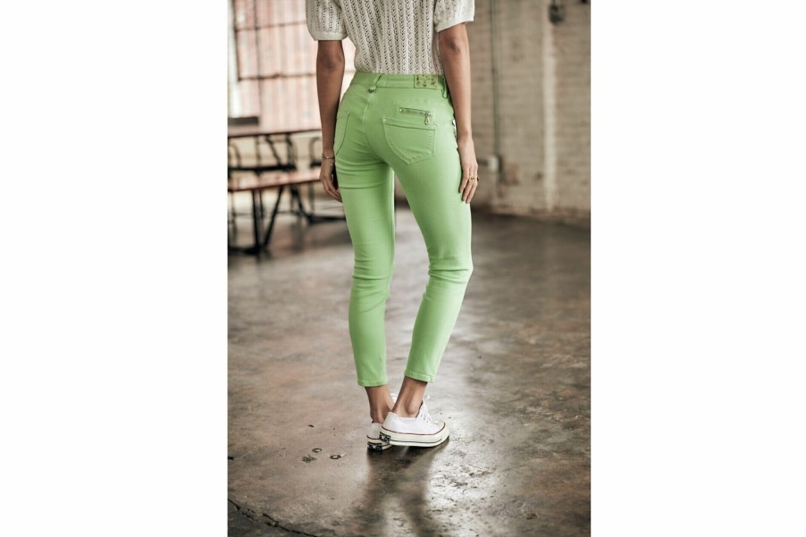 Colored Pants | Freeman T Porter Alexa Cropped New Magic Color Colored Pants Woman, Quiet Green