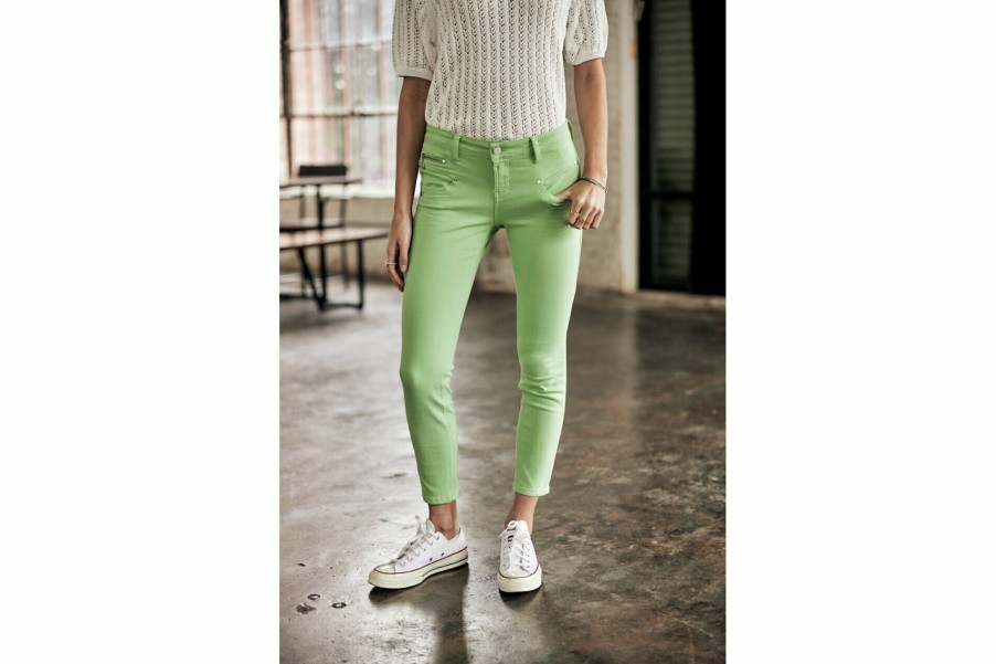 Colored Pants | Freeman T Porter Alexa Cropped New Magic Color Colored Pants Woman, Quiet Green