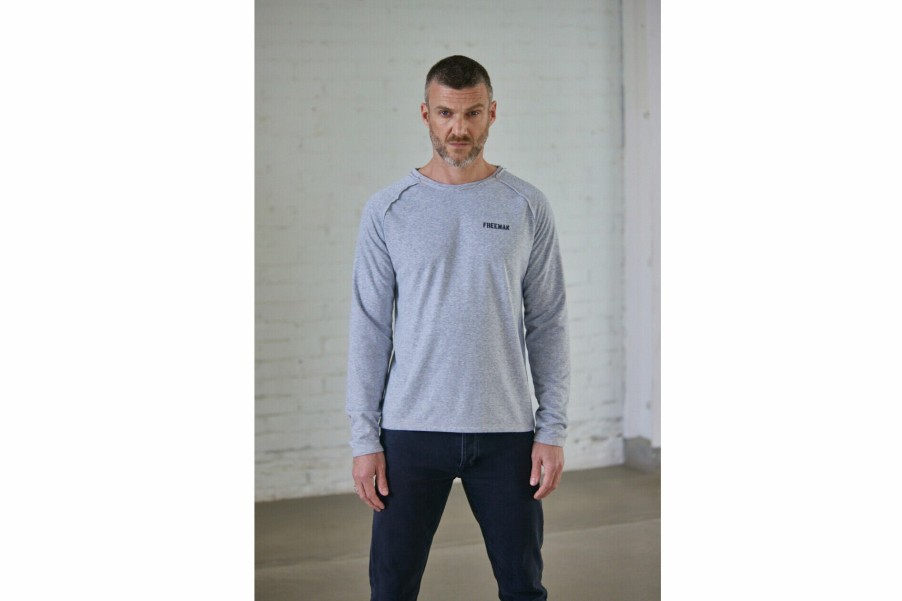 T-Shirts & Polo Shirts | Freeman T Porter Christopher Salty Long Sleeve T-Shirt Man, Grey-Melange