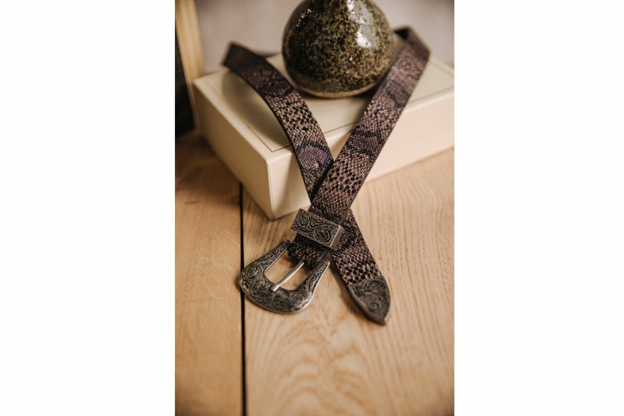 Belts | Freeman T Porter Aluru Snake Leather Belt Woman, Khaki