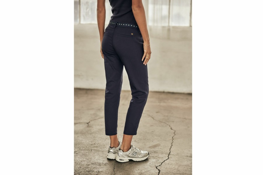 Colored Pants | Freeman T Porter Claudia Polyneo Cropped Pants Woman, Storm