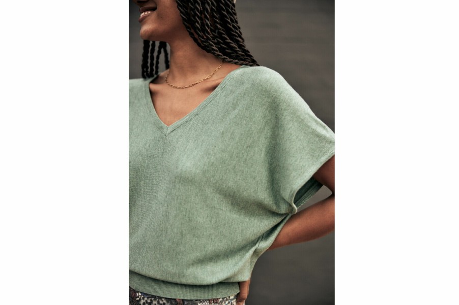 Knitwear | Freeman T Porter Philia Plain Color Loose-Fit Sweater Woman, Green Bay