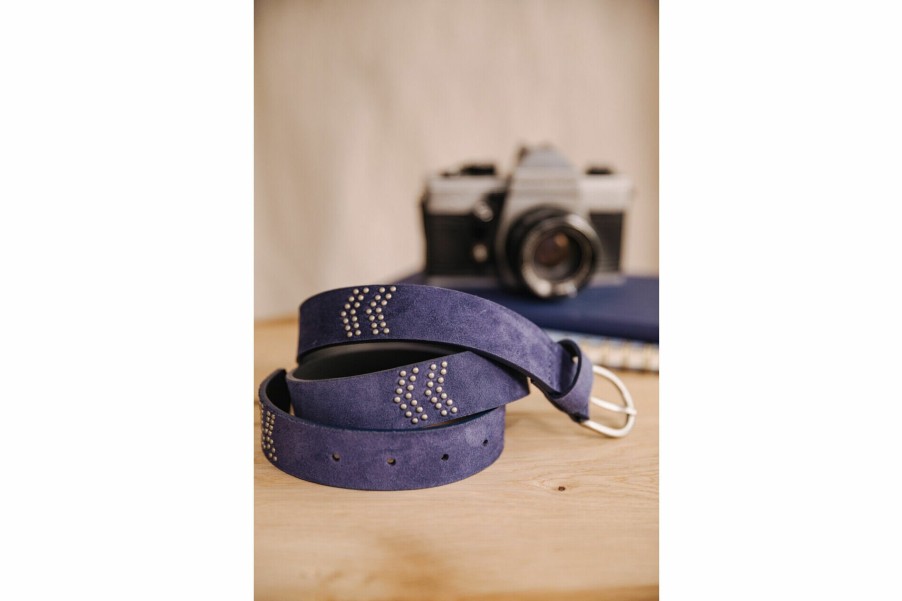 Belts | Freeman T Porter Herringbona Leather Belt Woman, Cobalt