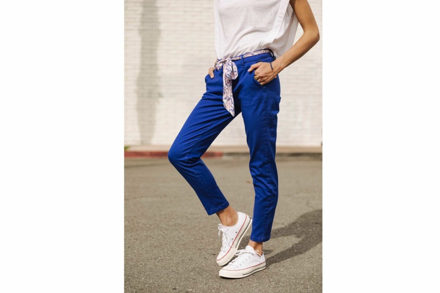 Colored Pants | Freeman T Porter Claudia Felicita Chino Pants Woman, Dazzling Blue