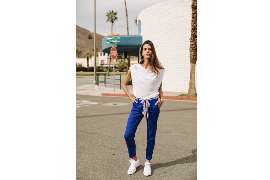 Colored Pants | Freeman T Porter Claudia Felicita Chino Pants Woman, Dazzling Blue