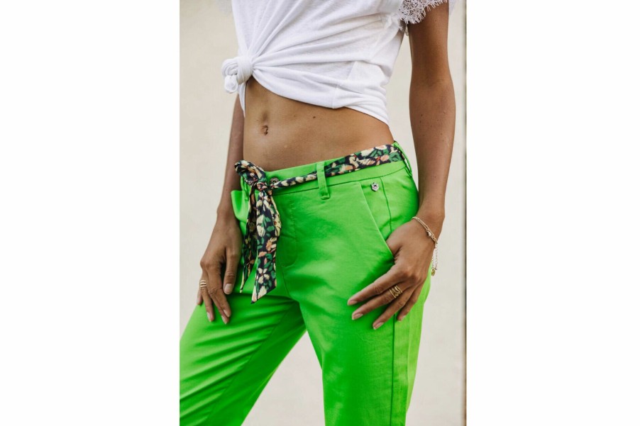 Colored Pants | Freeman T Porter Claudia Felicita Chino Pants Woman, Jasmine Green