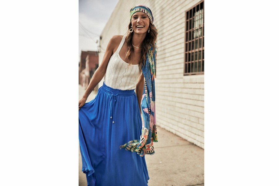 Dresses & Skirts | Freeman T Porter Joya Plain Color Long Slit Skirt Woman, French Blue