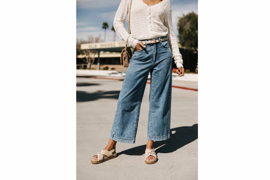 High Waist | Freeman T Porter Nylia Flare Cropped Jeans Woman, Manzana Light