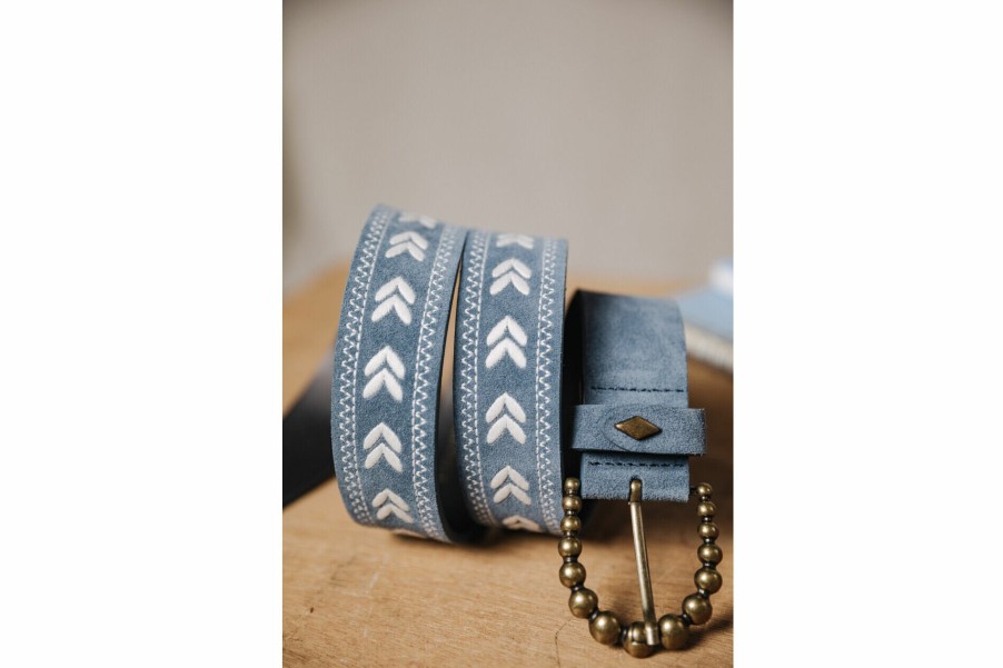 Belts | Freeman T Porter Kalani Embroidery Leather Belt Woman, Denim