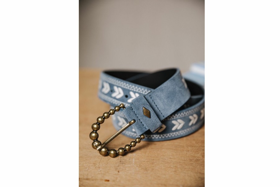 Belts | Freeman T Porter Kalani Embroidery Leather Belt Woman, Denim