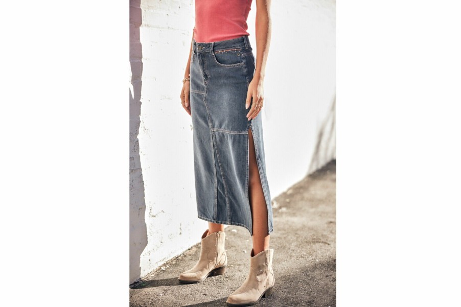 Dresses & Skirts | Freeman T Porter Carla Long Denim Skirt Woman, Muchas