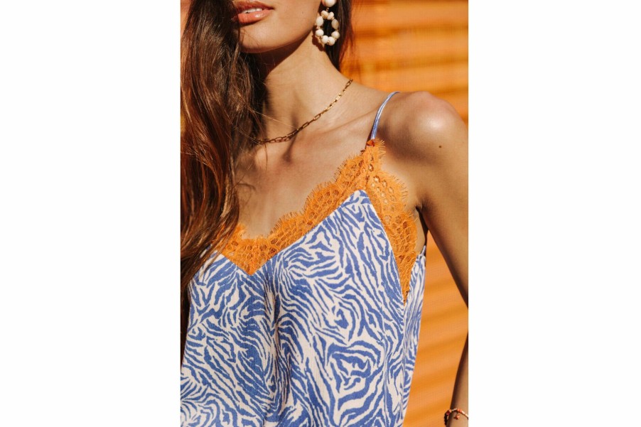 Tops & Shirts | Freeman T Porter Selia Zebrure Caraco Lace Woman, Dazzling Blue