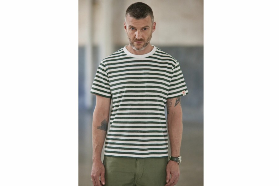 T-Shirts & Polo Shirts | Freeman T Porter Chuck Marin Striped T-Shirt Man, Jungle Green